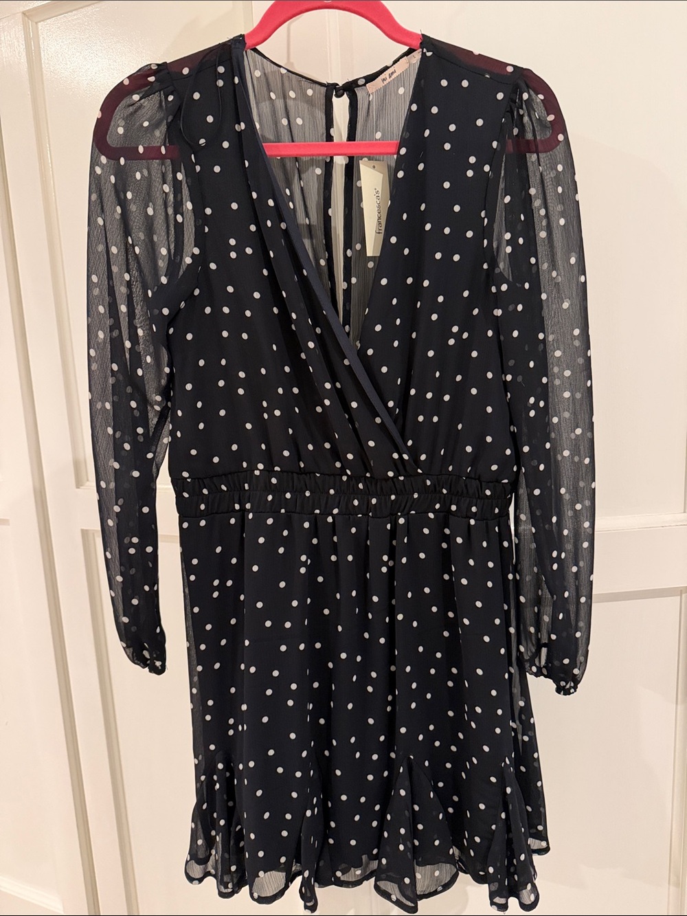 Polka Dot Long-Sleeve Dress - Black/White
